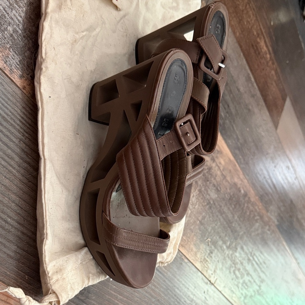Marni Chocolate Brown Leather Platform Sandals